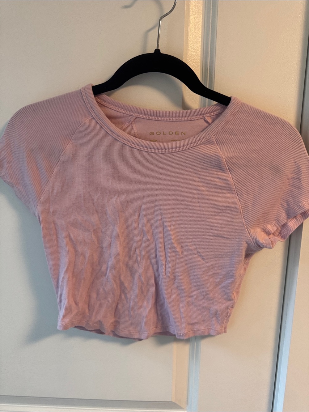 Aritzia Light pink  Ribbed Crop Tee